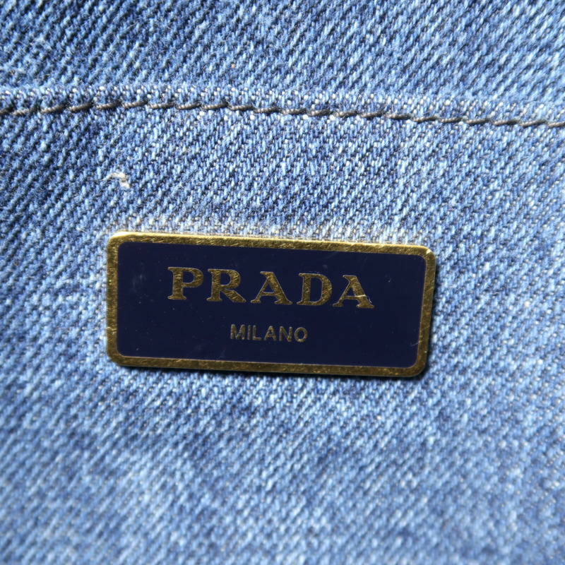 PRADA 牛仔布2 Way Shoulder金扣手挽肩背兩用袋-5
