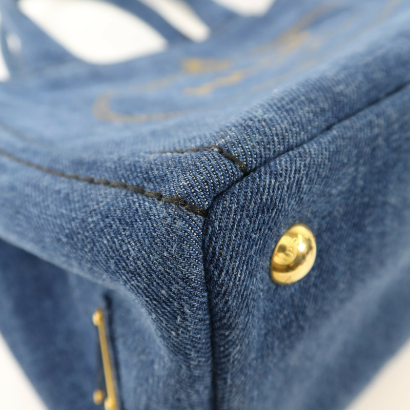 PRADA 牛仔布2 Way Shoulder金扣手挽肩背兩用袋-10