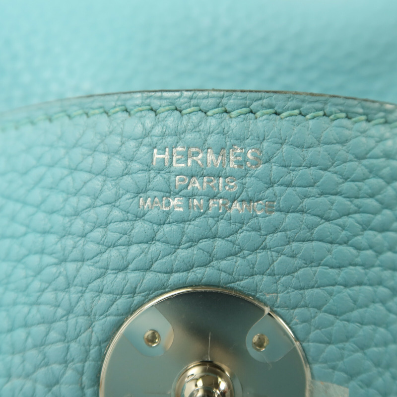 HERMES Clemence皮革Lindy 26銀扣手挽肩背兩用袋Blue Atoll-5
