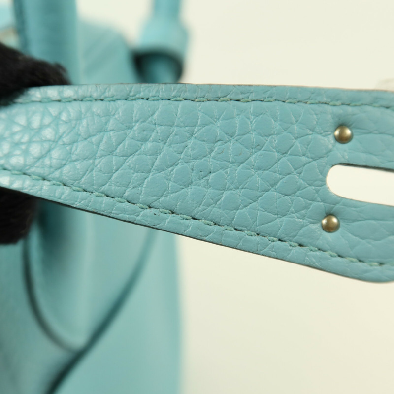 HERMES Clemence皮革Lindy 26銀扣手挽肩背兩用袋Blue Atoll-6