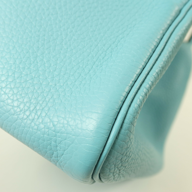 HERMES Clemence皮革Lindy 26銀扣手挽肩背兩用袋Blue Atoll-15