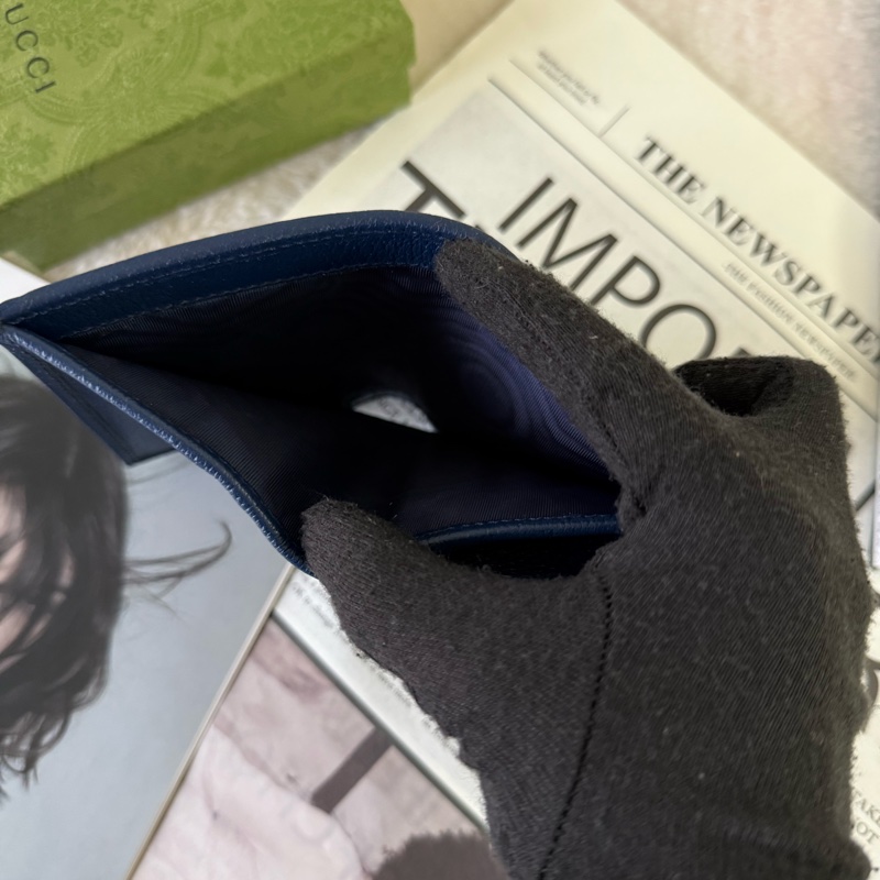 Diana 竹節系列皮革卡片小短夾(海軍藍)-8