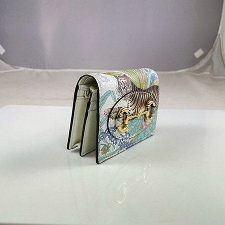 *奢華大道國際精品*【G1818】GUCCI白色牛皮1955系列 老虎叢林對開短夾 621887-1
