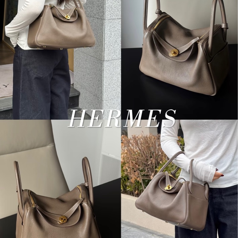 Hermes 愛馬仕 Lindy 林迪包26/大象灰金釦/95新美品-7