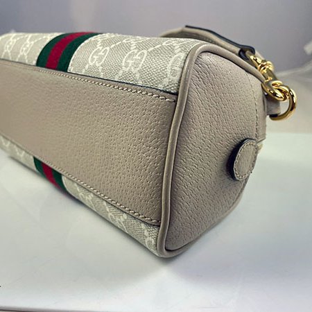 *奢華大道國際精品*【G1819】GUCCI燕麥色PVC 綠紅綠 OPHIDIA GG保齡球兩用包 724606-5