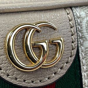 *奢華大道國際精品*【G1819】GUCCI燕麥色PVC 綠紅綠 OPHIDIA GG保齡球兩用包 724606-10