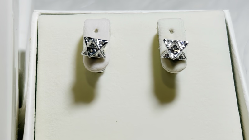 Swarovski 幾何立體星芒耳釘|設計款|全新未戴-3