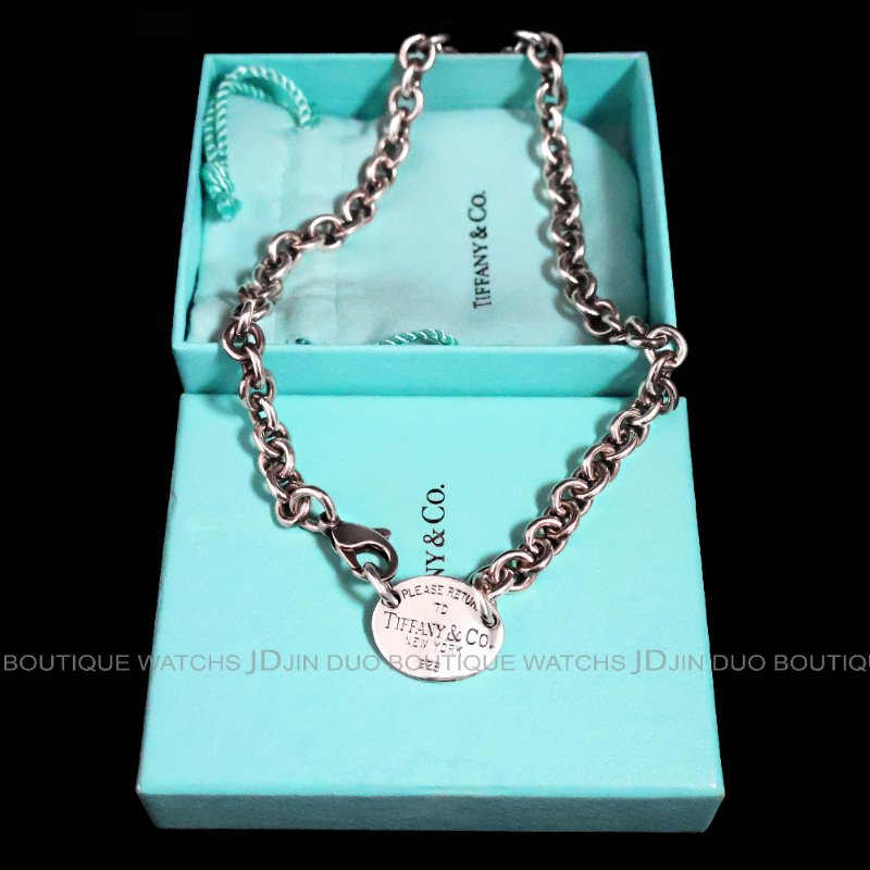 金鐸精品~C783 TIFFANY&CO. 蒂芙尼T&CO. Return to Tiffany 925純銀橢圓形吊牌手鍊項鍊-1