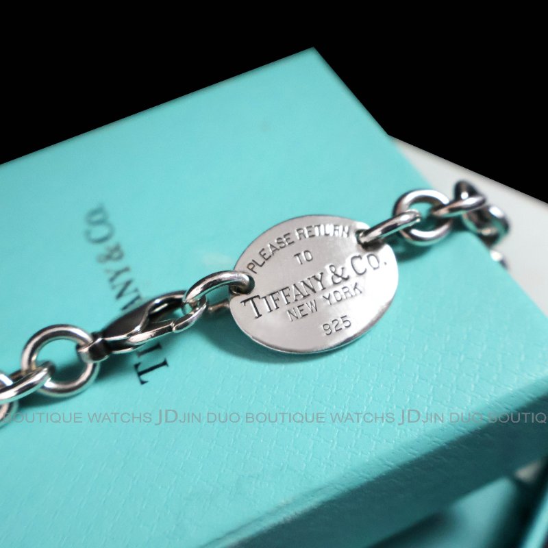 金鐸精品~C783 TIFFANY&CO. 蒂芙尼T&CO. Return to Tiffany 925純銀橢圓形吊牌手鍊項鍊-2