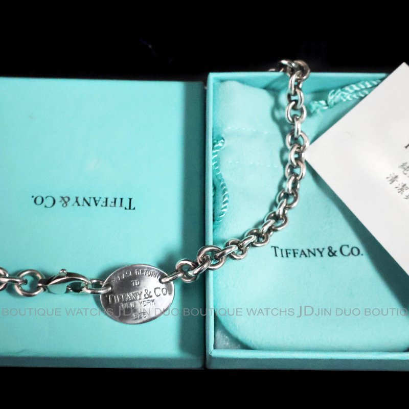 金鐸精品~C783 TIFFANY&CO. 蒂芙尼T&CO. Return to Tiffany 925純銀橢圓形吊牌手鍊項鍊-7