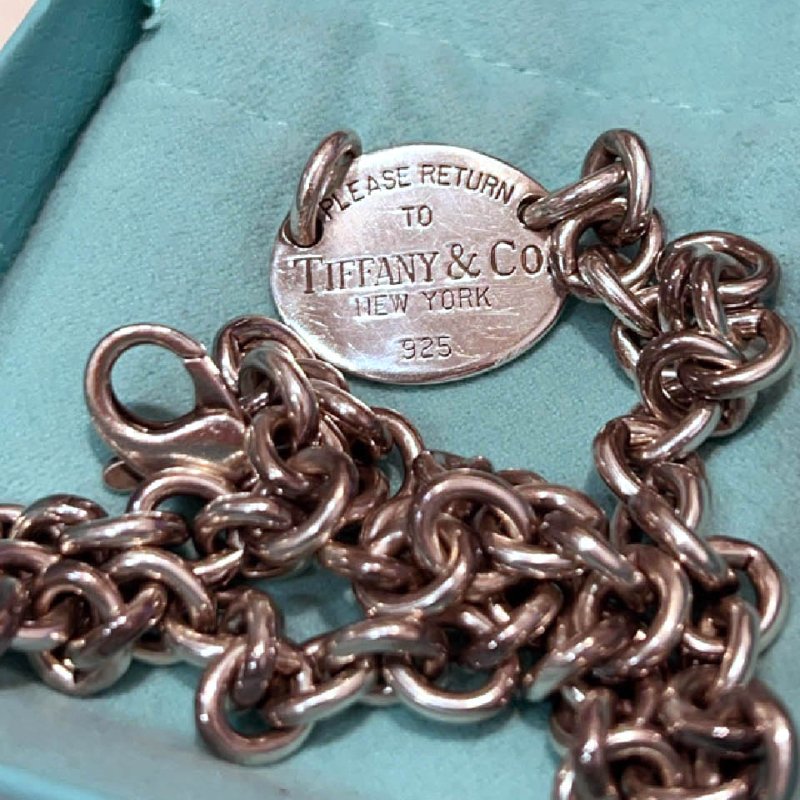 金鐸精品~C783 TIFFANY&CO. 蒂芙尼T&CO. Return to Tiffany 925純銀橢圓形吊牌手鍊項鍊-8