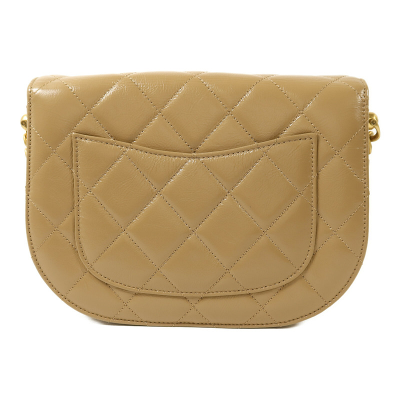 CHANEL 牛皮皮革Half Moon Flap Bag金扣鏈帶肩背袋-1