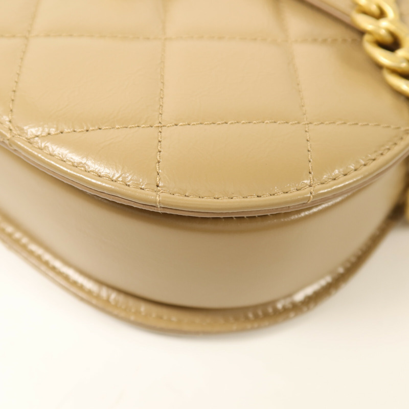 CHANEL 牛皮皮革Half Moon Flap Bag金扣鏈帶肩背袋-10