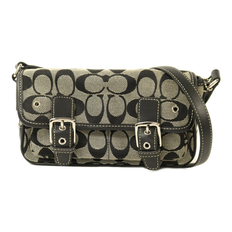 COACH 帆布Shoulder Bag銀扣肩背袋-0