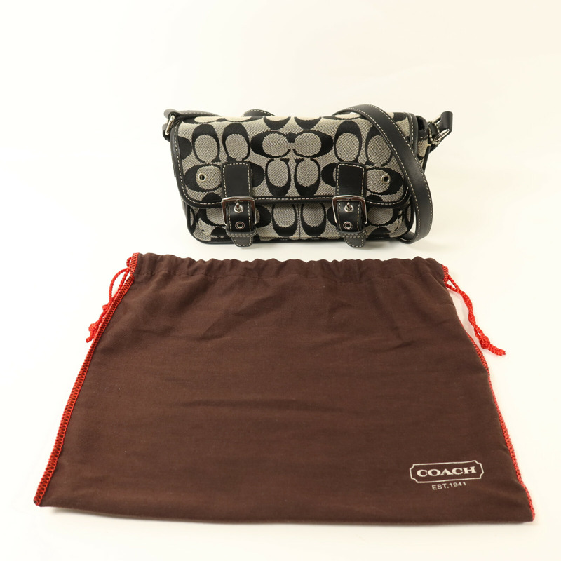 COACH 帆布Shoulder Bag銀扣肩背袋-7