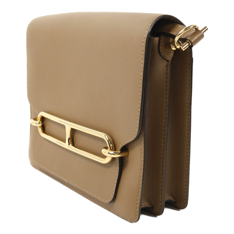 HERMES Evercolor皮革Roulis 23金扣肩背袋Alezan-2