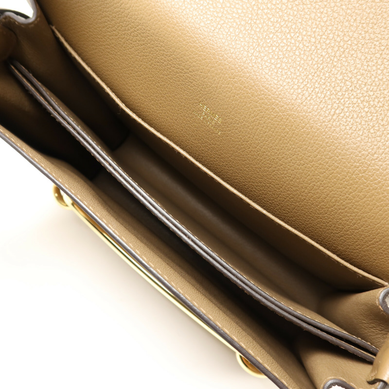 HERMES Evercolor皮革Roulis 23金扣肩背袋Alezan-4