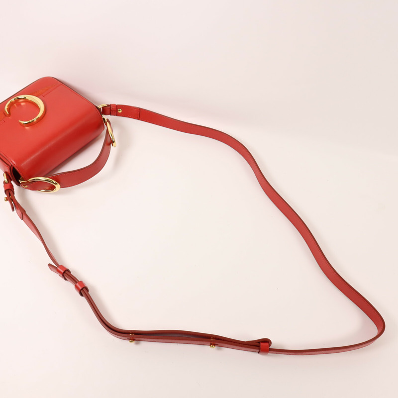Chloe 牛皮皮革Mini C Bag金扣手挽肩背兩用袋-7