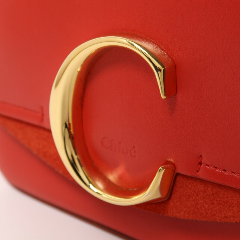 Chloe 牛皮皮革Mini C Bag金扣手挽肩背兩用袋-10