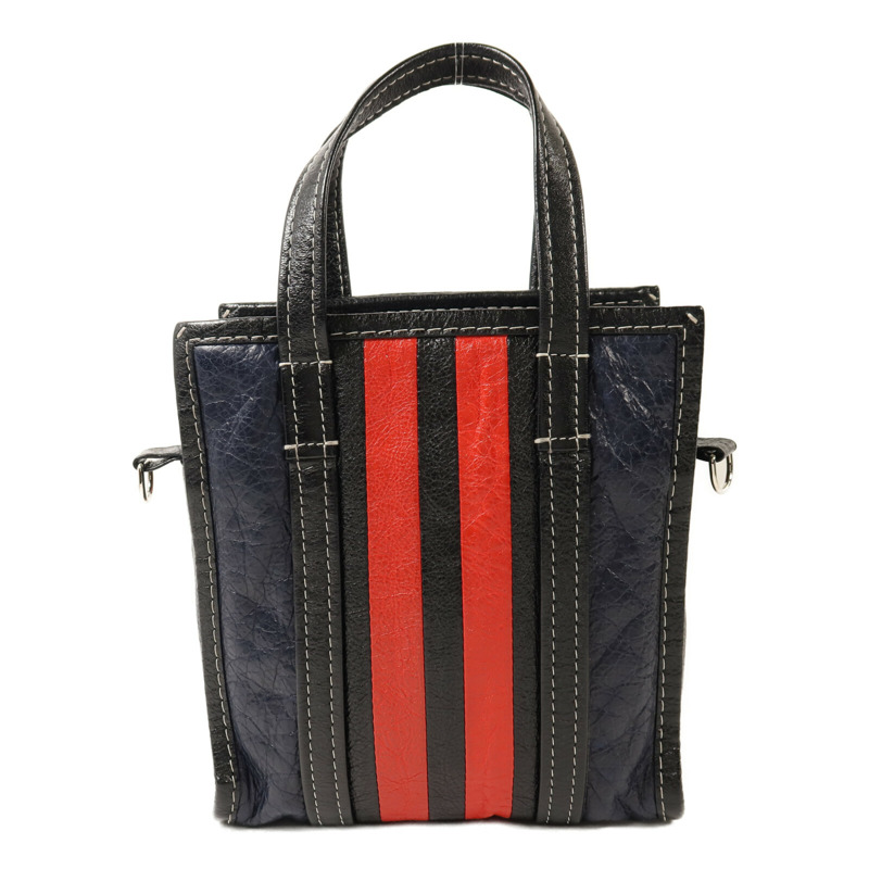 BALENCIAGA 牛皮皮革Bazar Bag銀扣手挽肩背兩用袋-1