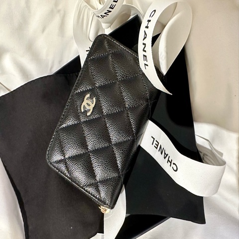 全新全配Chanel加大款ㄇ字錢包淡金扣膠膜未撕