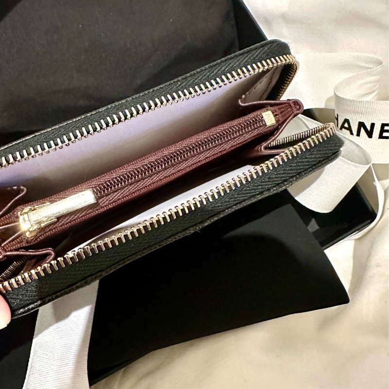 全新全配Chanel加大款ㄇ字錢包淡金扣膠膜未撕-1