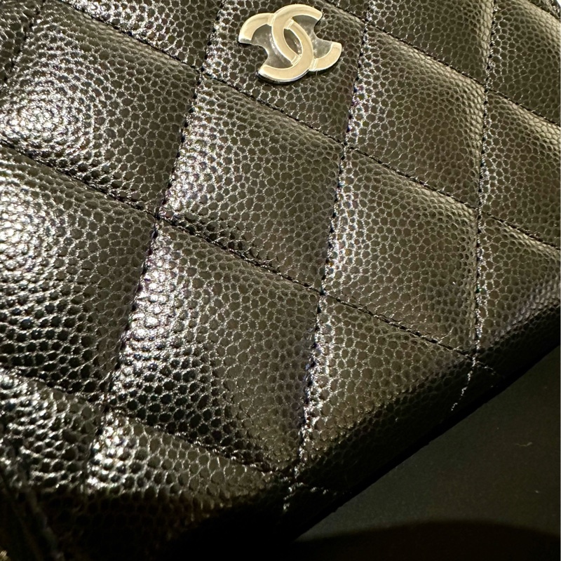 全新全配Chanel加大款ㄇ字錢包淡金扣膠膜未撕-6