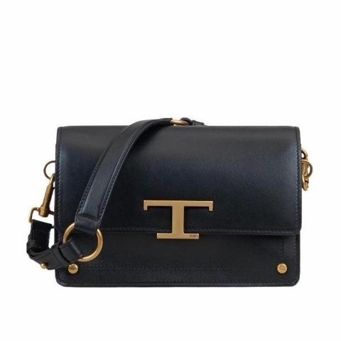Tod's 女士 黑色T logo迷你單肩包均碼碼23.5 x 11 x 14.5 CM
