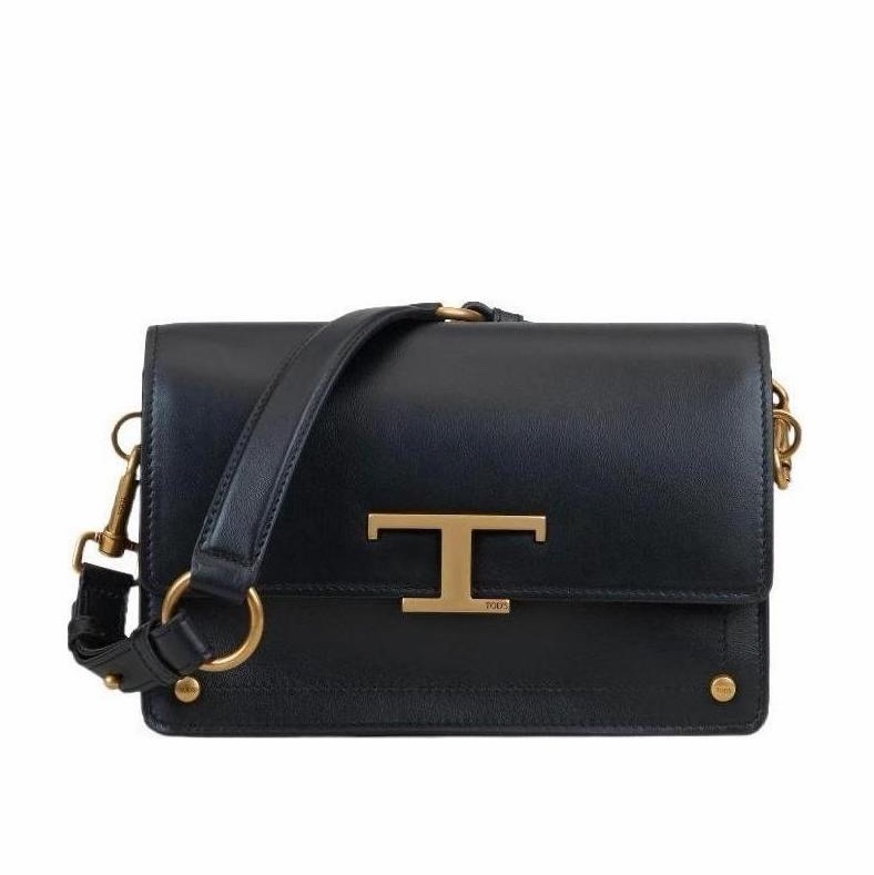 Tod's 女士 黑色T logo迷你單肩包均碼碼23.5 x 11 x 14.5 CM-0