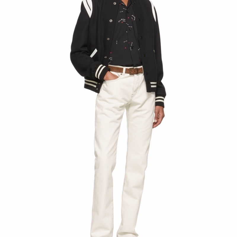 Saint Laurent 男士 Teddy條紋羊毛棒球外套IT-44 IT-46 IT-48 IT-50 IT-52 IT-54-1