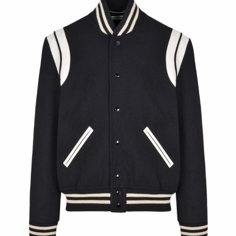 Saint Laurent 男士 Teddy條紋羊毛棒球外套IT-44 IT-46 IT-48 IT-50 IT-52 IT-54-3