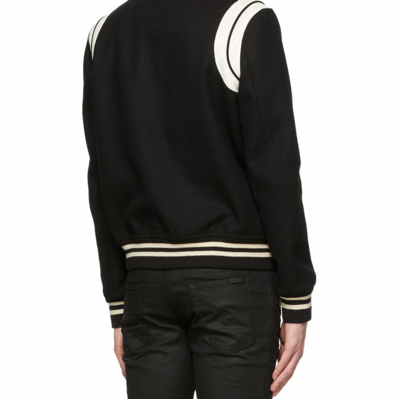 Saint Laurent 男士 Teddy條紋羊毛棒球外套IT-44 IT-46 IT-48 IT-50 IT-52 IT-54-5