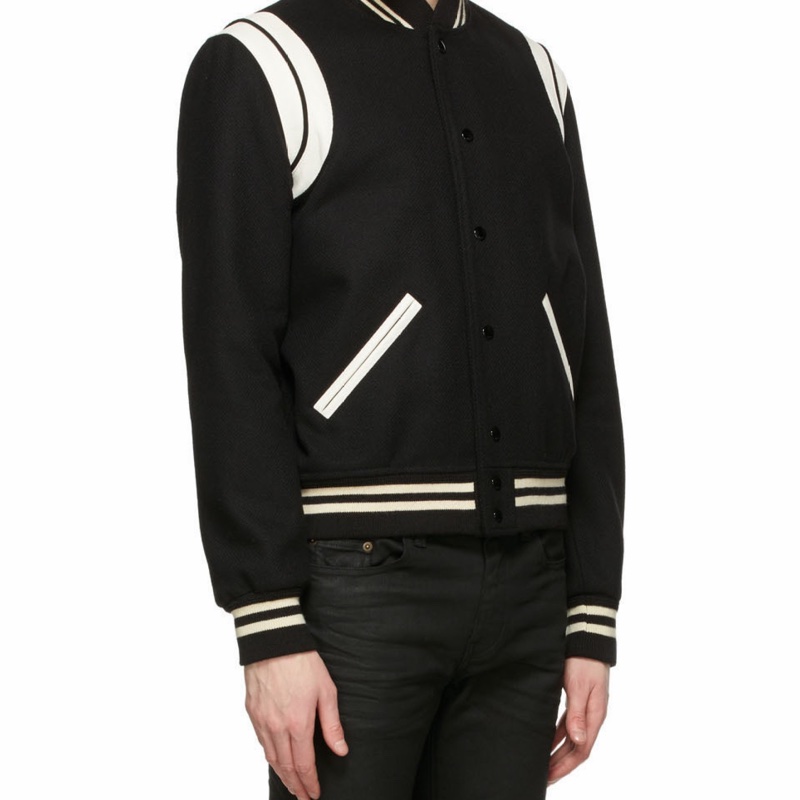 Saint Laurent 男士 Teddy條紋羊毛棒球外套IT-44 IT-46 IT-48 IT-50 IT-52 IT-54-6