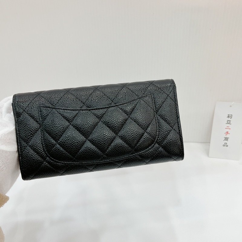 莉亞精品♡Chanel AP0241 經典長夾荔枝皮黑金 二手-2