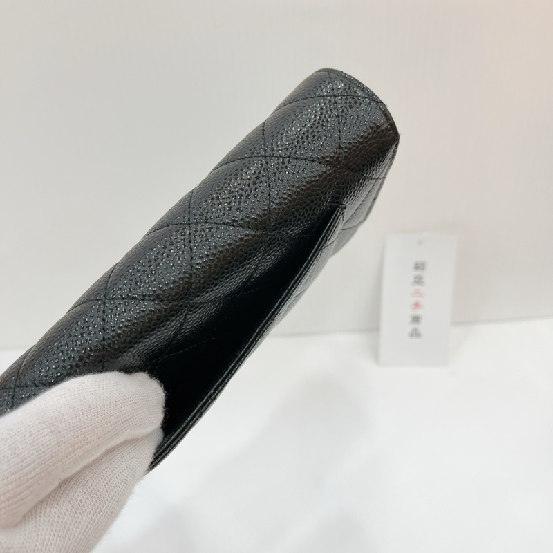 莉亞精品♡Chanel AP0241 經典長夾荔枝皮黑金 二手-3