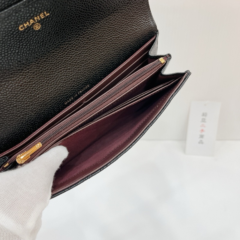 莉亞精品♡Chanel AP0241 經典長夾荔枝皮黑金 二手-15