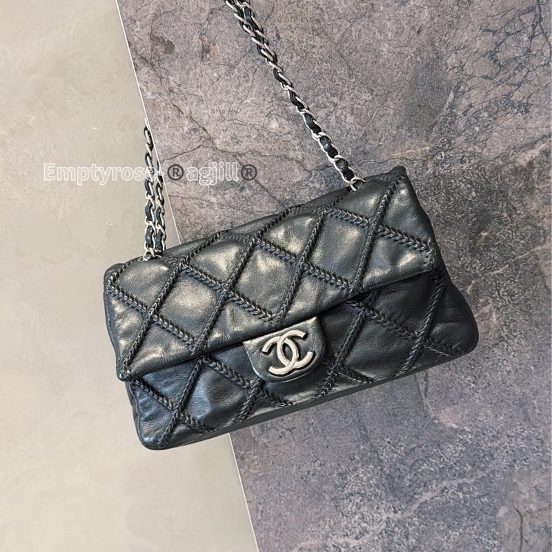 Chanel CF黑銀限定season bag ®️牛皮特殊工藝-3