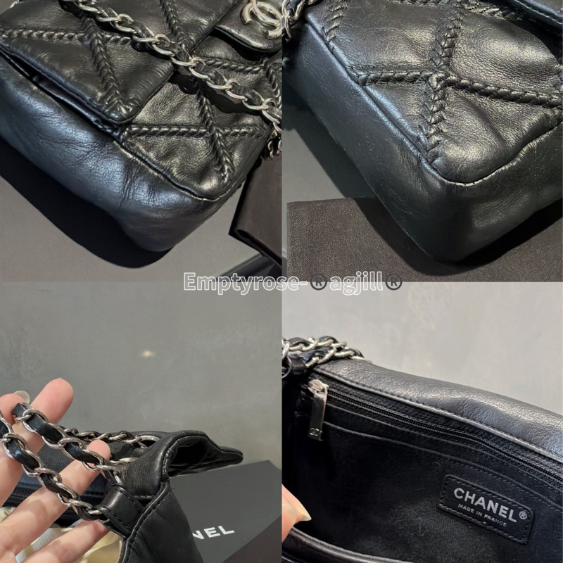 Chanel CF黑銀限定season bag ®️牛皮特殊工藝-6