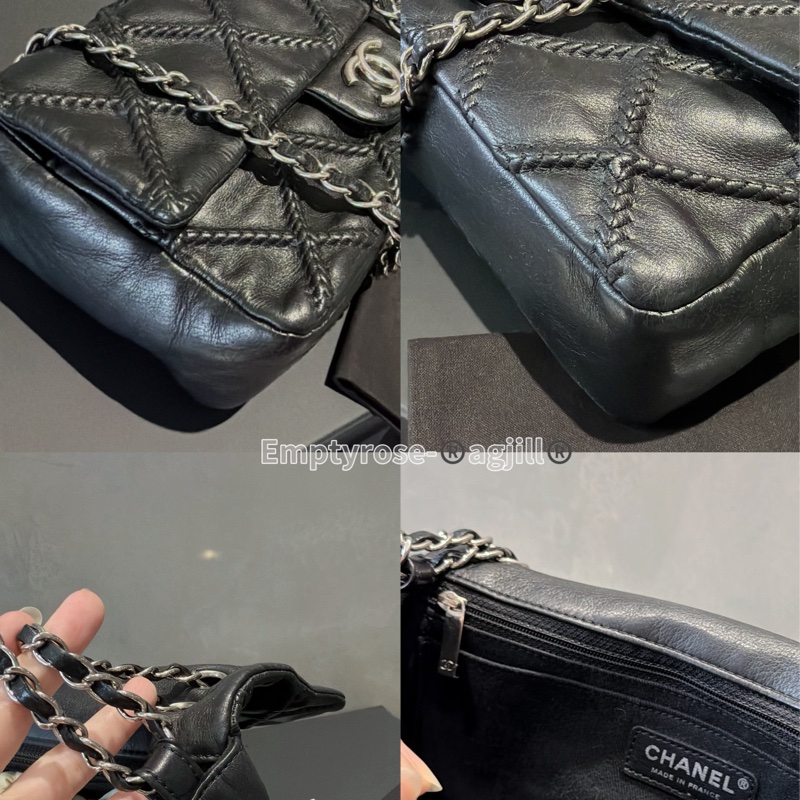 Chanel CF黑銀限定season bag ®️牛皮特殊工藝-6