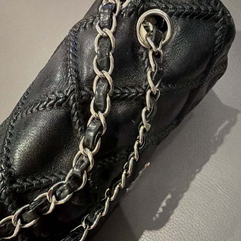 售出💥Chanel CF黑銀season bag ®️牛皮特殊款 工藝雙鏈-7