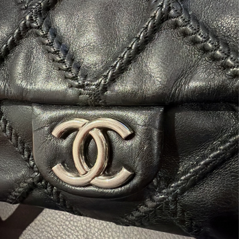 售出💥Chanel CF黑銀season bag ®️牛皮特殊款 工藝雙鏈-8