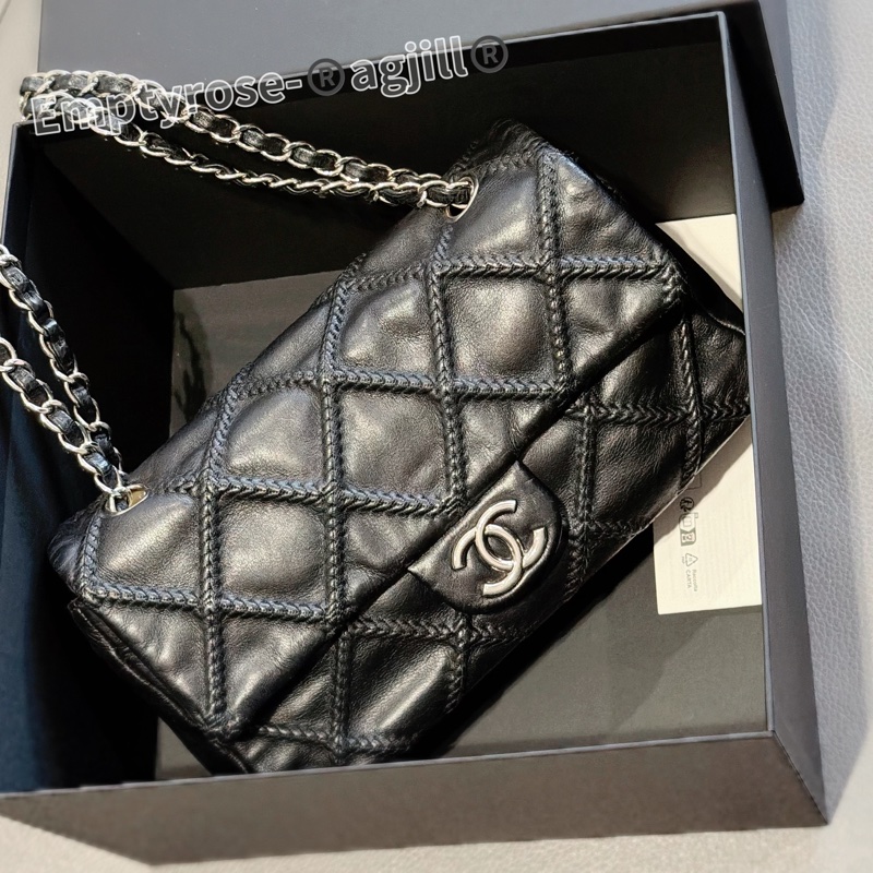 售出💥Chanel CF黑銀season bag ®️牛皮特殊款 工藝雙鏈-2