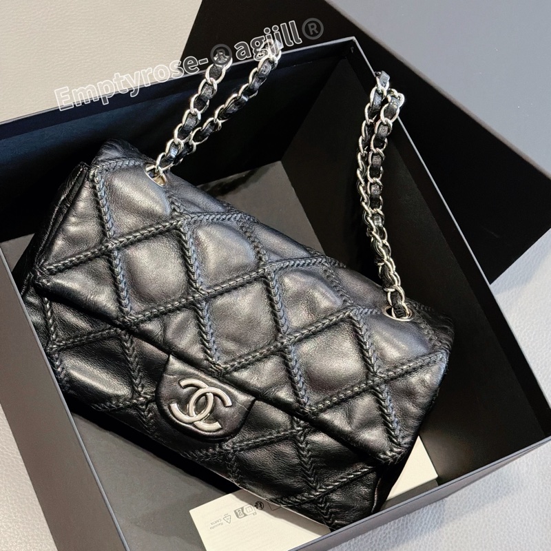 售出💥Chanel CF黑銀season bag ®️牛皮特殊款 工藝雙鏈-3