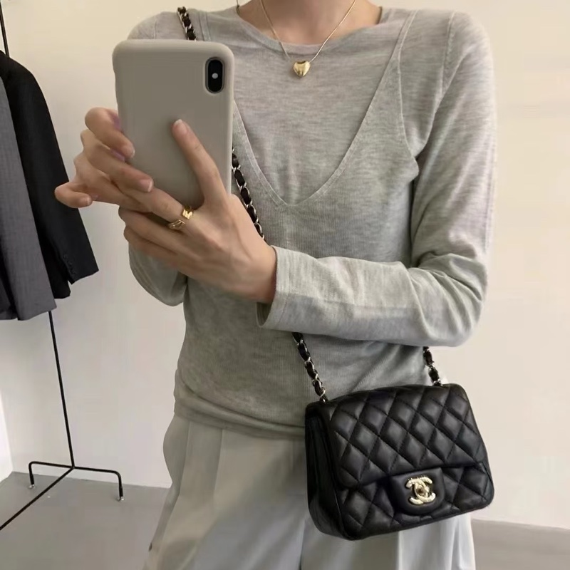 莉亞精品♡Chanel A35200 方胖子 黑金 二手-1
