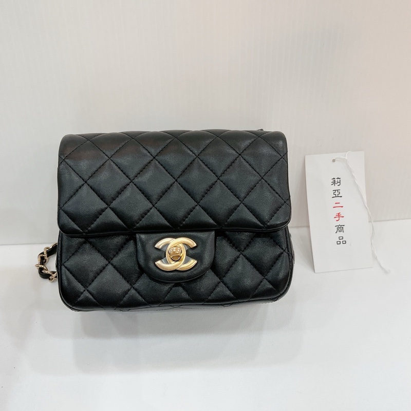 莉亞精品♡Chanel A35200 方胖子 黑金 二手-2