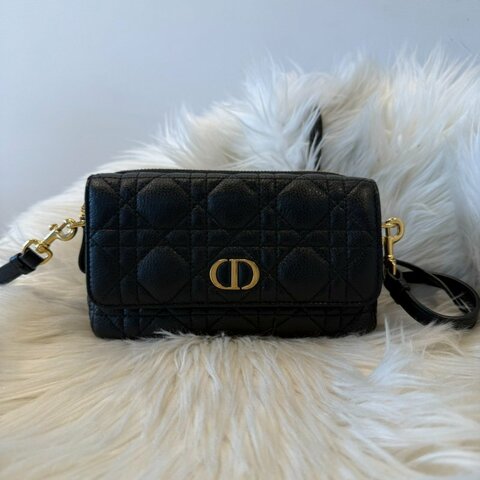 Dior Caro Pouch 斜背包 黑色金扣