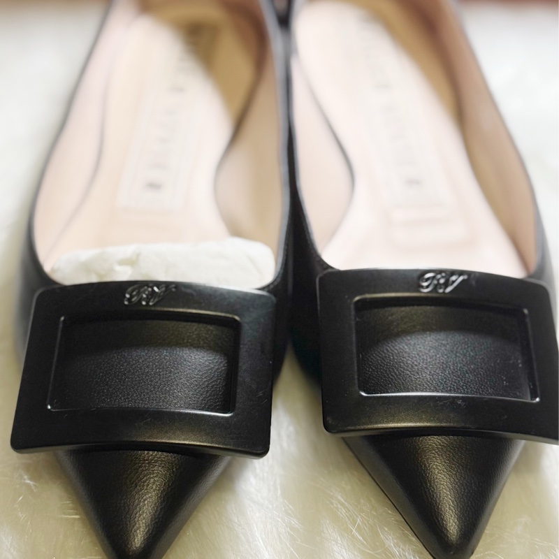 Roger Vivier Belle Vivier 黑色方扣平底鞋-3