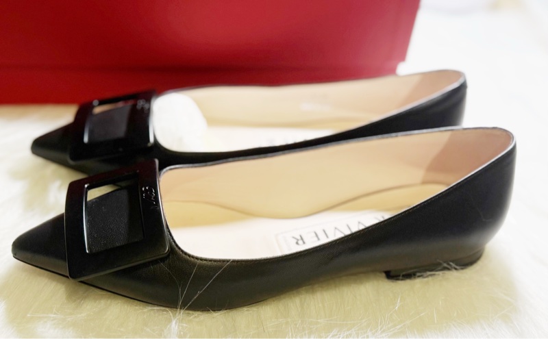 Roger Vivier Belle Vivier 黑色方扣平底鞋-13