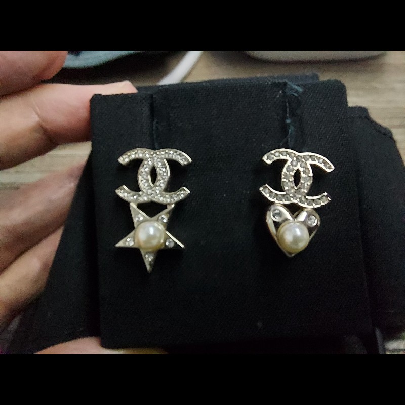 Chanel 星星心心醉石加珍珠耳針-4