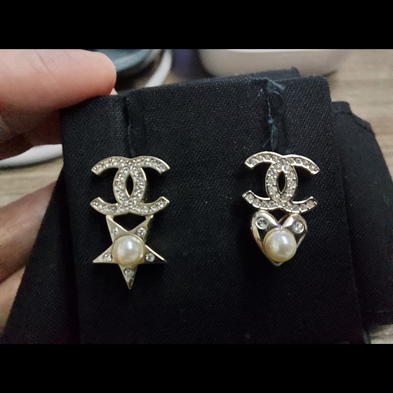 Chanel 星星心心醉石加珍珠耳針-8